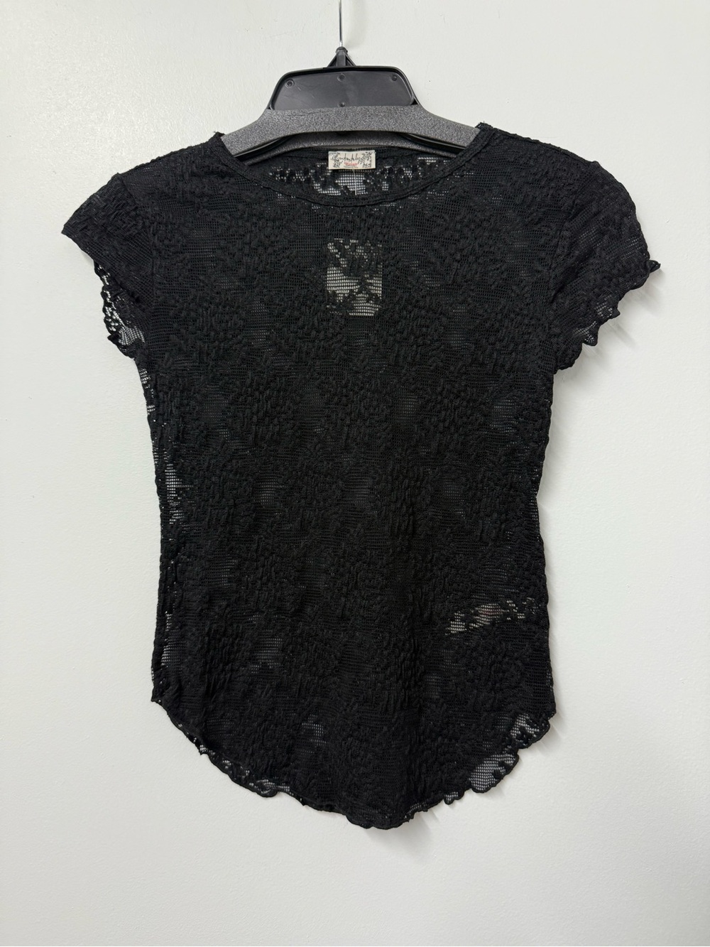 Free People Ready To Go Lace Tee in Black